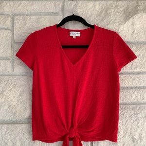 Red Madewell Texture & Thread V-Neck Tee (XXS)